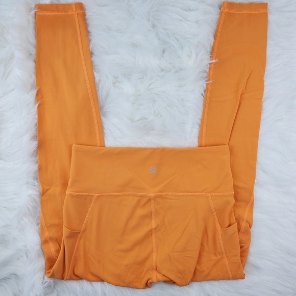 NWOT Athleta Orange Salutation Pocket Leggings - Picture 3 of 6